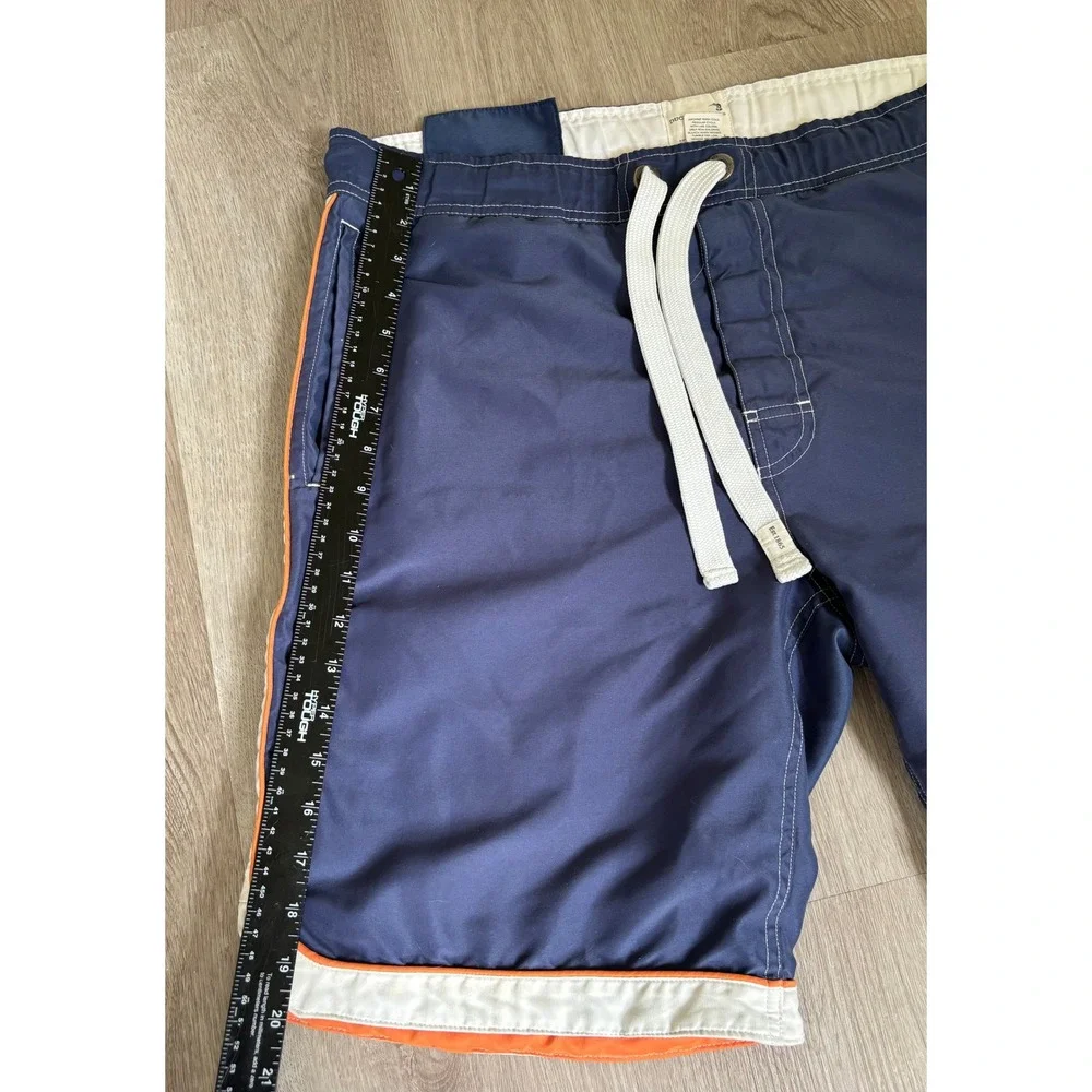 Duck Head Jeans Mens Navy Blue Board Shorts Orange White Stripe Cargo Size L